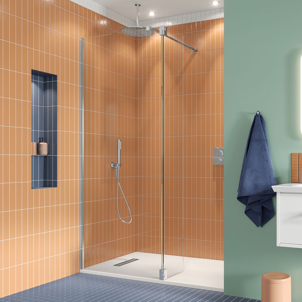 Lifestyle image of Crosswater Gallery 10 Polished Stainless Steel 400mm Wetroom Screen